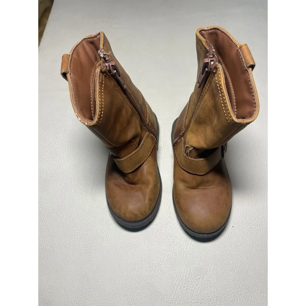 Girls Boots Brown Toddler Size 7M. Zipper‎ Buckles Fall Winter Riding